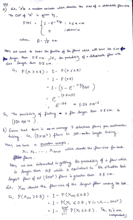 ans ά, xle a mandom vrìnhke uiten denotes the size et a deteetabk Nou, we want to know tu tractisn eh tu 知.langcn than .. 0. 8 em. ,le, Harnbaku. 아 a debetablL +has wis. Size So 1- F (o-s) -(0.8x17) neling a enthan D.8em . Noe are aordem somple we ane interarted n a faus whic than 0 8 em 8 ) 3xto4 induperdent