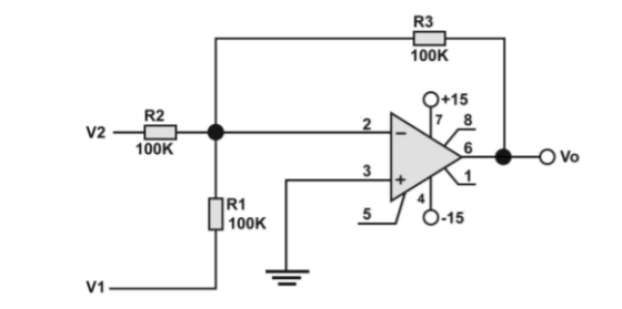 R3 100K +15 R2 V2 100K 6 Vo R1 5O-15 Џ 100K V1