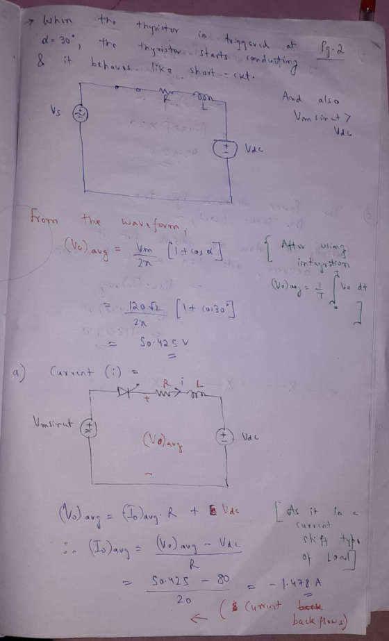 → Whin thyristor triggered d = 30°, thyristor starts condo conduiting & it behaves like shart- ckt. at 19.2 Vs L also Umsinut