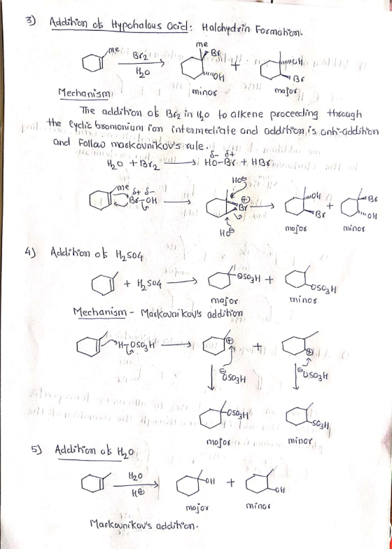 3) Addition of Hypchalous Gcicl: Halchydrin Formo bem. me umel Bra s iliench ( the Union Bo Mechanism 1 minor major The aclcl