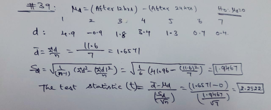 #39: Ma = ( After 12 hrs ) - (After 24 hits) Hollazo d: 4.9 2019 lig 3.44 1-3 oy out. a= std = b = 1.6541 So = Jenny, cad? (s