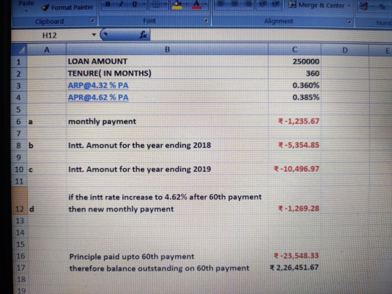 Paste Format Painter F Merge & Center Font Alignment Numt Clipboard H12 А B D E 1 2 1 2 3 4 5 LOAN AMOUNT TENURE IN MONTHS) A