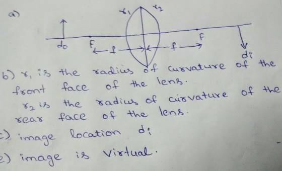 2. do F b) Y,渦the Yadius gef cws vature of the psont ace of the lena 8aiろ the xadius of Cu75 vatux e of th seas face of the l
