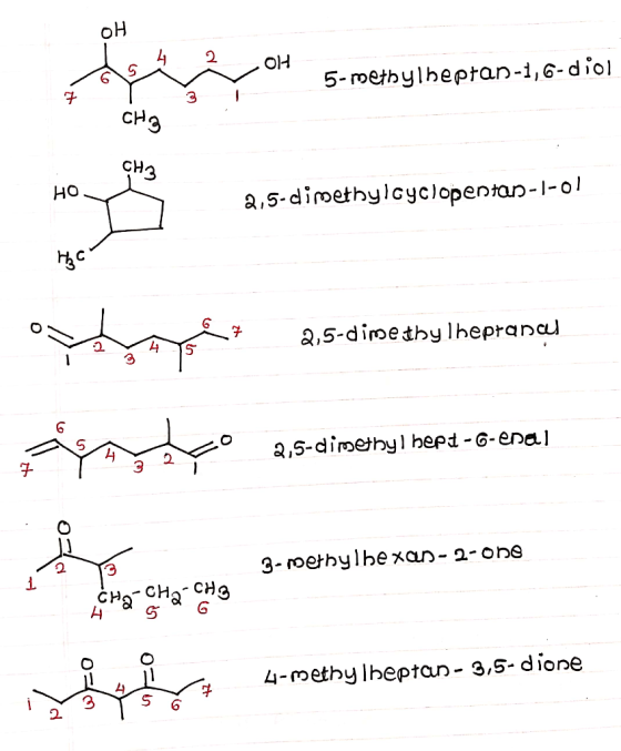 OH c4 2 OH 5-methylheptan-1,6-diol 2,5-dimethylcyclopentan-1-01 o 2,5-dimethylhepranal co 2.dimony i herd-e-enal in someone t