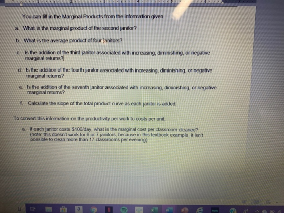 SADOR LEILA You can fill in the Marginal Products from the information given. a What is the marginal product of the second ja
