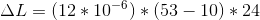 AL = (12 * 10-6) * (53 – 10) * 24