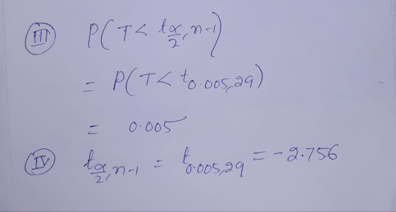 1 PCT < for m-1) - P(T< to 2005,29) = 0.005 (1 dann = 6005,29 = -2.756