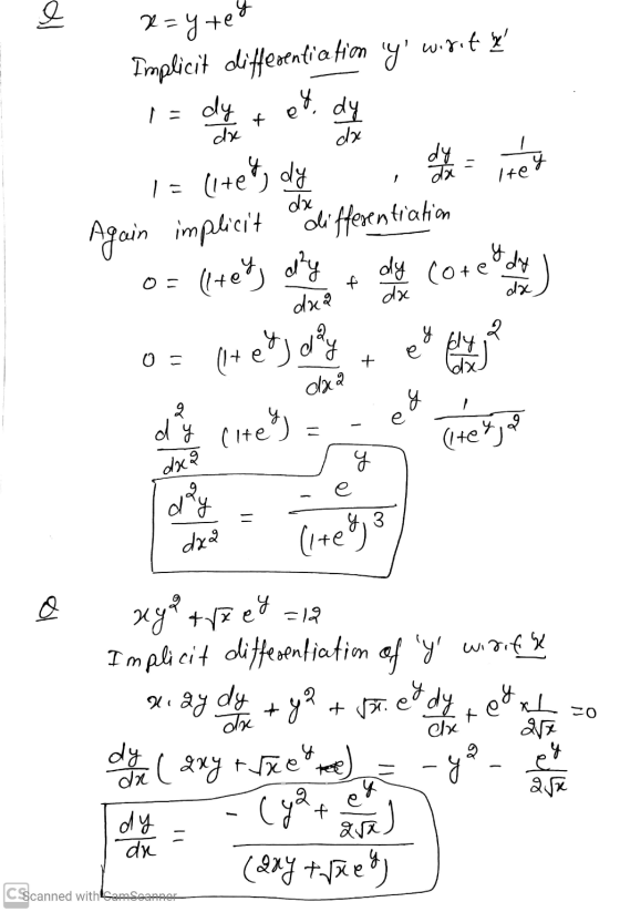 Implicit differentiation y wigit y vitet 1 = (1+et, dy se ne Again implicit omli fferentiation f os literis de la concent)