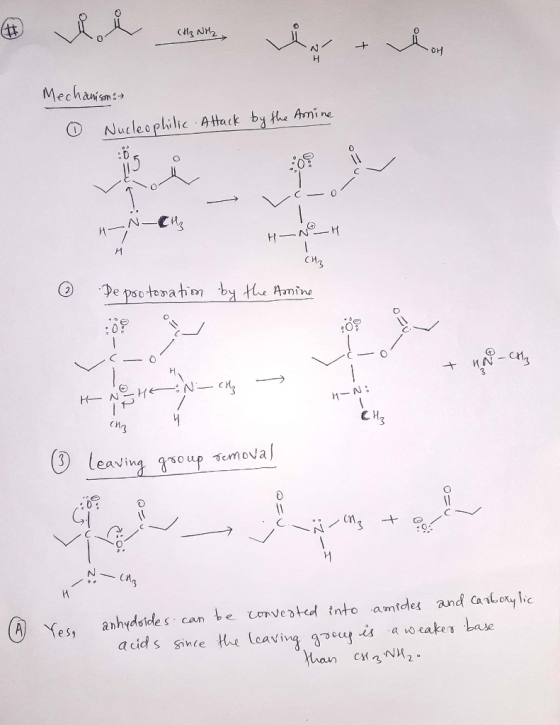 (H3NH₂ N + Mechanisma e Nucleophilic Attack by the Amine Lis HNH си, by the Amine De protonation + HACH -HE: N ch HN: (③ leav