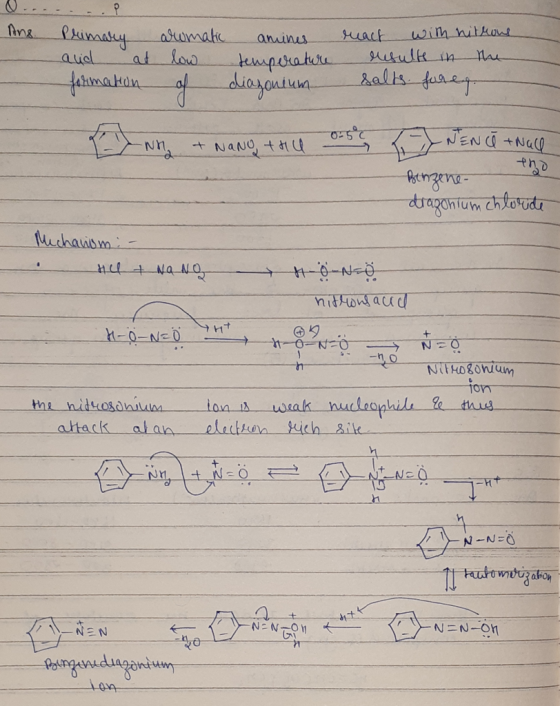 And Primary and at formation aromatic low of amines temperature diazonium react with nithone result in the salts. fare. Z nn