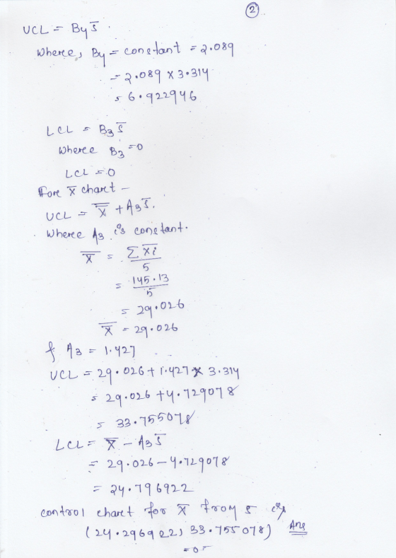 UCL = By 3 Where, constant = 2.089 By -2.089 x 3.314 56.922946 Lel Baš wheree B3 50 LCL o fore 7 chart T +ABI, UCL Where 43 치