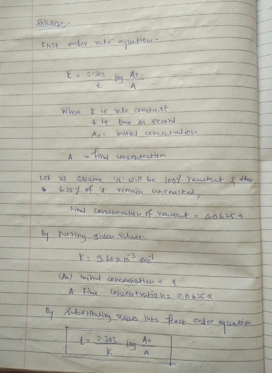 K 2,303 t. sg Ab Wher i nte contat t ie time on Reend Let uu assume ia ill belabl Yeusut &the purtin gissen Nalues ah 0.6 625