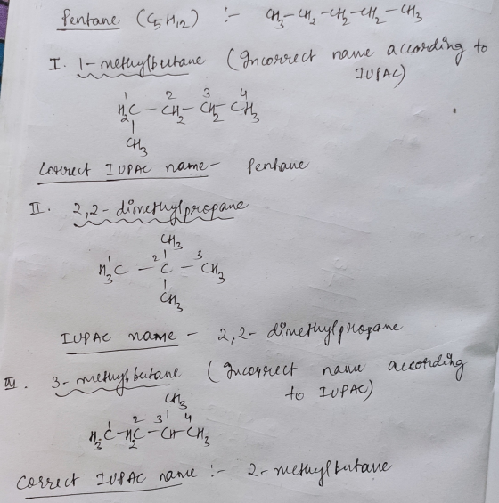 Pentane (GHz) : -41₂-beetle-CH3 I. 1 methy Bertane (Incorrect name accor according to Tupac 1C - CH Chh the 3 4 1 CH₂ Lorrect