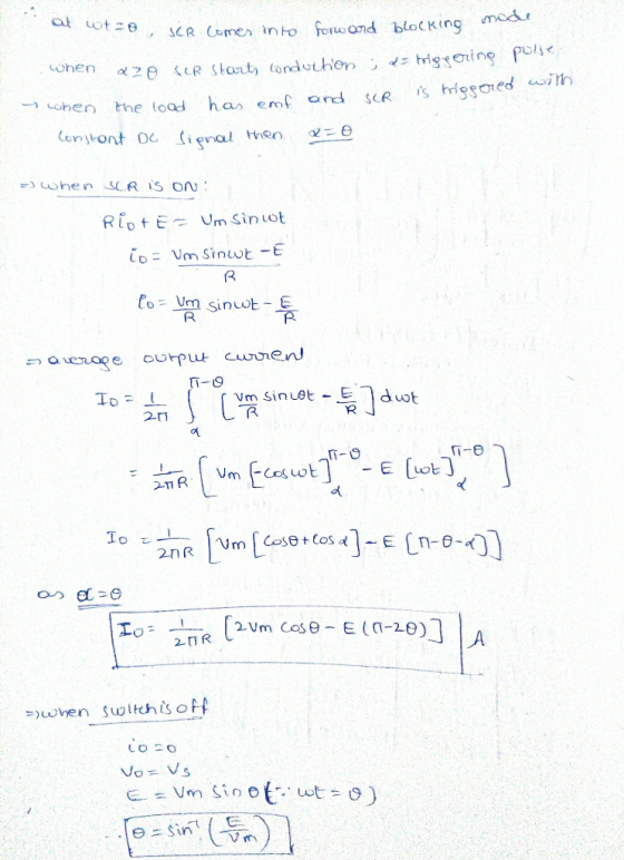 -0, SCR Comer into foro and blocking Kino mode when azo ser starts conduction ; a= triggering polje when the load has emf and