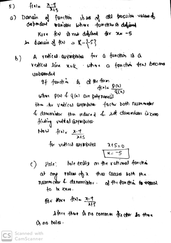feals DC) 5) flats A-1 a) Domain of function is set of all possible values of dependent variable where function is defined He