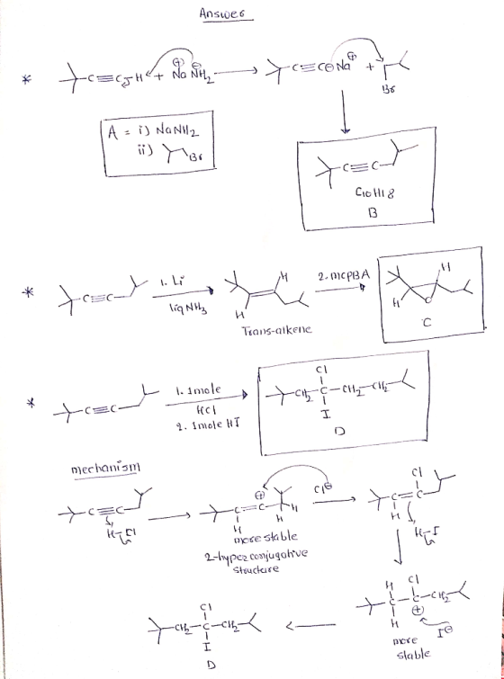 Answer XSCO Na + * to=czu presconto 7-CECH + Na JH | A = i) Nani ii) YB y =- Спо Ні 8 B Ili 2.0CPBA * you are lightly Trans-