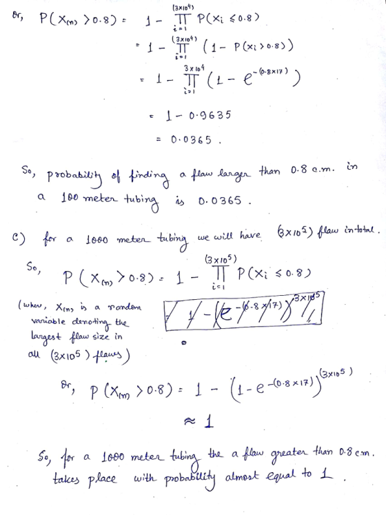 3 x lo4 (8x7 1 0.9635 0.0365 So than 0.8 a.m. l>n a 100 meen tubi s . 0 365 aJeeo meter tubin we wil have x/0 lntott (3 x 1o5) So 0.8 wuo varioble deotn the Size n 5 xib -(0.8x17) than 0 3 cm talrs place wth probabuu amesk eal to
