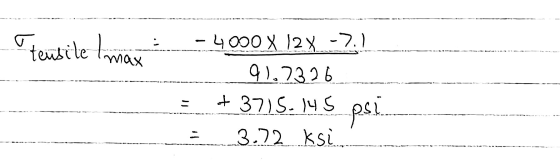 T Tensile Imax - 4000 X 12% -7.) 91.7326 at 3715.145 psi 3.72 ksi