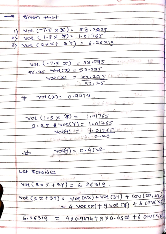 Given that vor (-7-5 xx) = 1) 53.2925 1.0/765 = 6026319 3) vol (2xx+ 37) voe (-7.5 x) S6.25ol() = 53 • 295 = 53 0295 $3.295/1