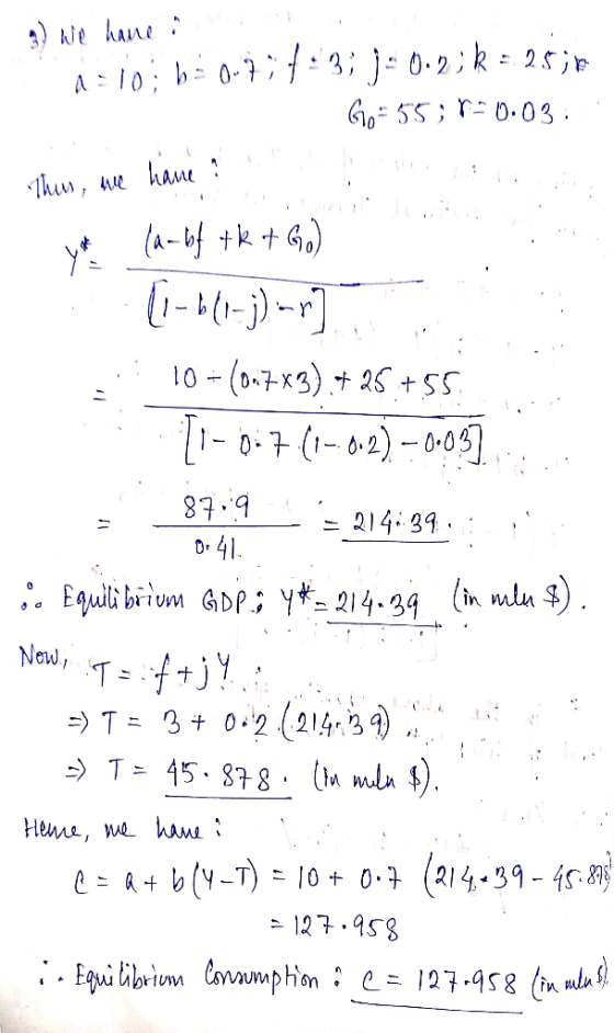 3) We have a di10; b: 0977:3; ;:0.2; k = 25; G0=55; 8-0.03 : Thew, we have ? ! your la- bf +k+G.) S: 10 = (07x3) + 25 +55 [1-