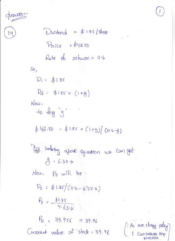 Answer: Dividend = $1.851 shave Parice =$48.50 Rate of sie tworn = Iloilo So, Di= $1.85 Da = $1.85 x (178) Now, to fing g i $