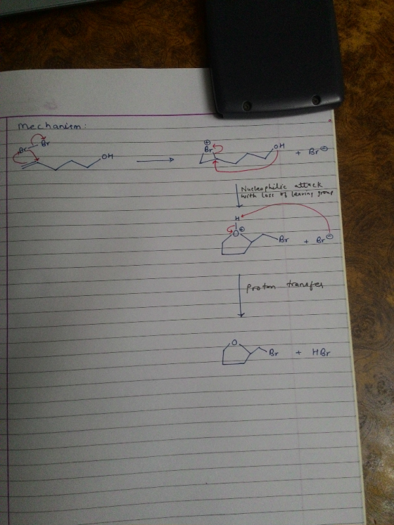 mechanism : Bra + Bro Nucleophilic attack with loss of bearing group - Br + Brd Proton transfer Br + HBr.