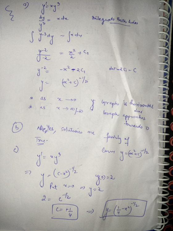 9 yenys um Colic xdu Integrate Both sides Sysay – fechen de = tem ten 2 -x+2C, Jet-20=C y = as >0 & Grapho is as R-300/100 ho