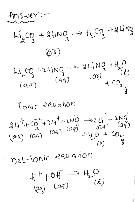 Answer:- bí,cọ + HNO > He +& Liv 360) hico + 2 HNO - QLing tho I Tes can) (aq) (age 1997 as to dantzant on Tonic equation gut