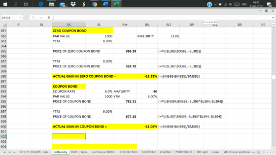 ©vo a ax ENG 01:13 23-03-2020 ... o X BK402 Formula Bar BL BJ BK BL BM BN BO BP Formu Du BR BSA 381 382 ZERO COUPON BOND PAR
