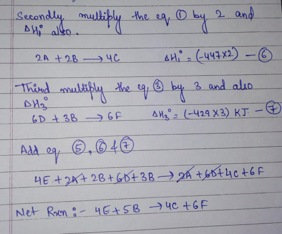 Secondly multiply the eq 0 by 2 and 2A + 2B 46 Ahi (-44782) - ① Thind multiply the eq, 6 by 3 and also 60 + 3B 6 F Algoz (-42