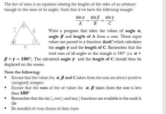 The law of sines is an equation relating the lengths of the sides of an arbitrary triangle to the sines of its angles. Such t