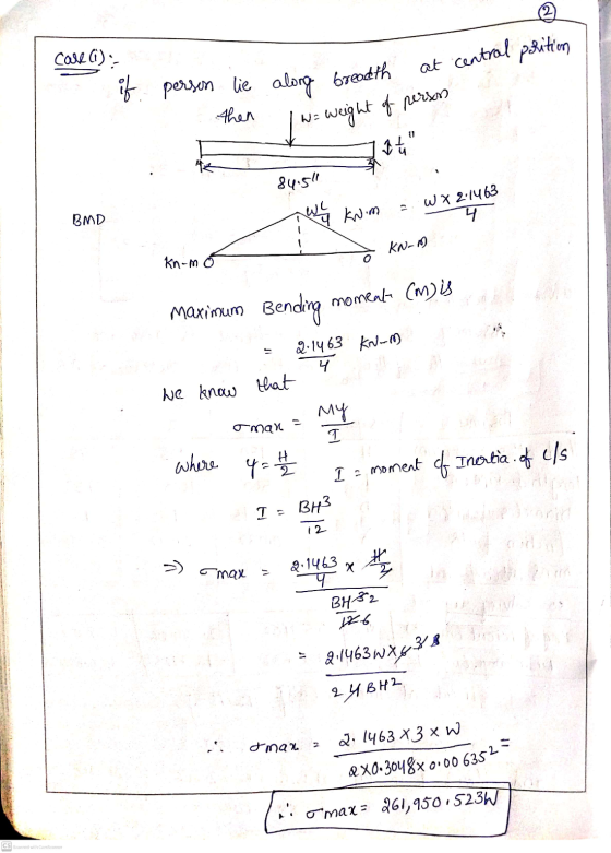 &x0.3048x0.00 63525 if person lie alorg breadth care (i): at central position then weight of person 11 92 84.5 BMD kwim WX21