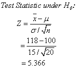 Test Statistic under Ho 118-100 15/V20 5.366