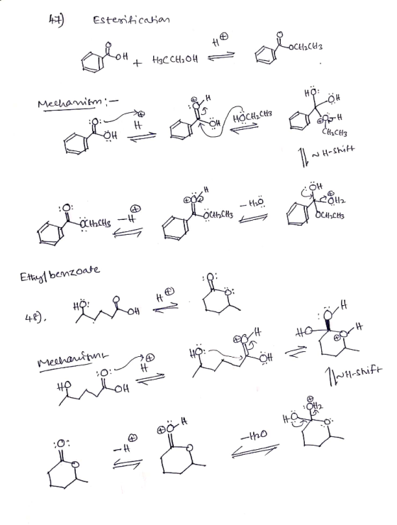 Esterification BOX OCH2CH3 + HIC CH2O4 = Mechanism :- HOL_OK LOH HÖCH2CH3 D H CH2CH3 11 w H-shift o open concert olan o n th