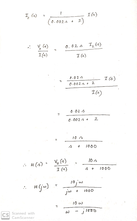 I 12 (1) I() (0.0021 2) 0, 020 Iz (1) V (4) I(4) I (1) 0.02 A I()) 0.002A + 2 İ(1) 0.02 A 0.002 A+ 2 10 + 1000 10 A .: H(s) V