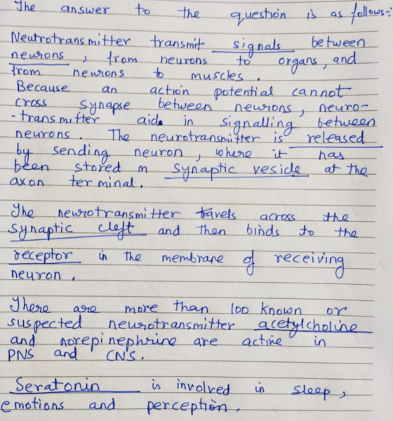 The answer to the question is as follows: Neutrotransmitter transmit signals between neurons from neurons to organs, and from