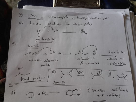 5 It Ans, b donates (nacoophile is having electron electrons to electrophile) pair. nucleophile) Ansab bromide ion attack on