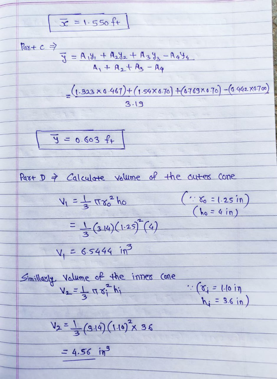 5 = 1.550 ft | Part c 7 J = A, 4, + A₂Y + A3Y - Aage - A+ A₂+ Az - A4 -(1.323 70-467)+(1:54X0.70) +(0.769X0.70) -(0:442 X0700