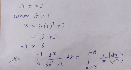 - x=3 when t=1 x=5(1)+3 - 5+3 - x=8 so S dt ) 0 544+3 x=3