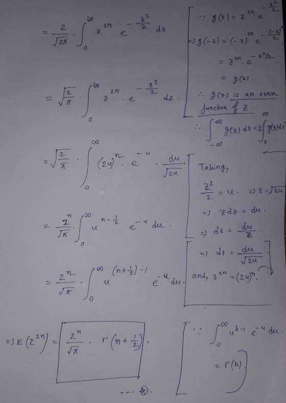 DO 2 - 19 (2) = 2 2n - 2 Ž dz. Ag (-2) = (-2) e 2 2n - 24/2 ,00 = g(21. 2ne dz . : g(z) is an even junction of z. o gez) dz =