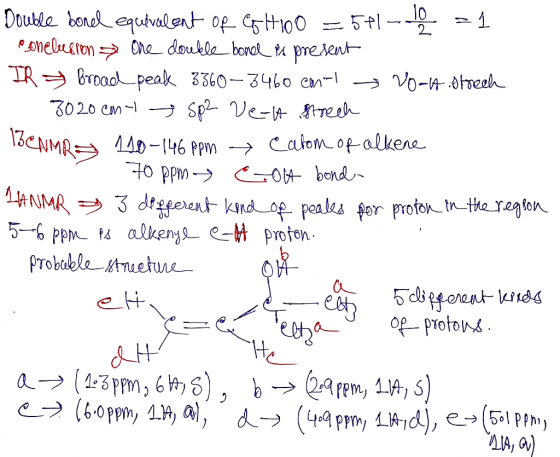 Double borel equivalent of CH100 =541 -0 =1 Bonelerron > che double bone ex present IR & Broad peak 3360–3460 cm Voot strech
