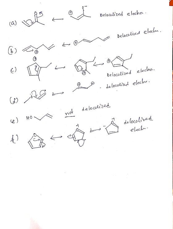 Delocalized eleckos. (a) bir d beladired elecha. Bar roase delocitiet eleden. Delocalized elechnen. c) S How deleratied elech