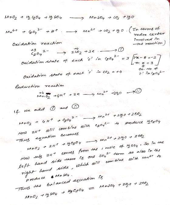 MRO2 + 12 you + 14 sou - Noson + CO2 +40 mo2t Maht + 6042- tat Oxidation reaction 02 +40. (In terms of redon center involved