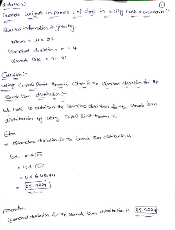 O Solutioni Guppose Cocigisis in Pounds , of clogs in a city have acnknoon :- Rescrired information is given by rdean Ella ut