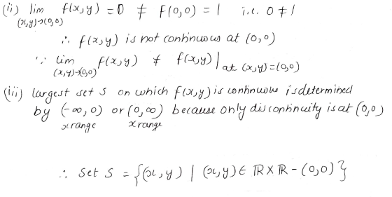 (i) lim flory) =D E F(0,0) = 1 iilot1 (31,41719,0) i flasy) is not conhnuous at 10,0) lim limon 0,442,4) + f(2,4)at 24)=19