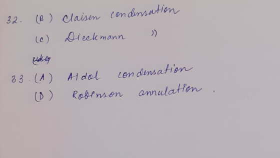 3.2. (e) Claisen cendinsationm Lieck (e) mann 83 (A) A1dol Len dinsation D) Robrnson annulatlen