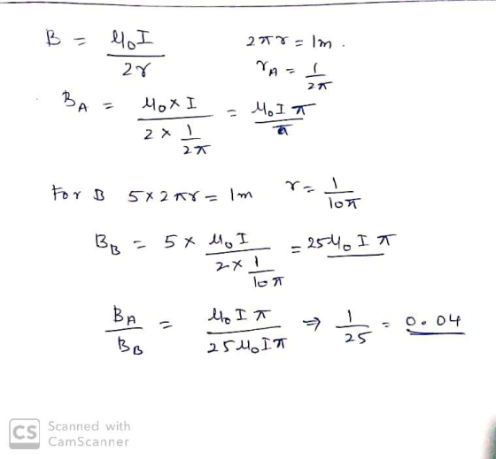 B 2017 Elm = lo I 27 BA= MoxI NA = 1 / MOIT 2 X 2X For B 5x258= lm ratom BB = 5 x M. I = 254 IT 2-X lon to IT * = 004 = 0.04