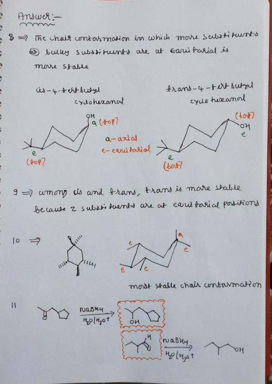 3 answer :- - 8 = the chair contarmation ers which more substitunts. a bulley substituents are at tarrifarial és more stable