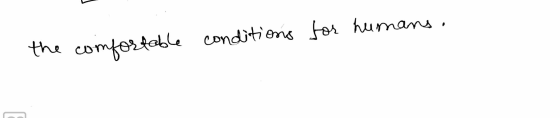 conditions for humans. the comfortable