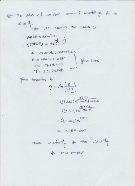 e-The value and combined standard uncert& wncortaindy for the VALUE tucmlas: Ren Dato 8 C+T 45%-a = (39.2.2.3) e 416-5 .09